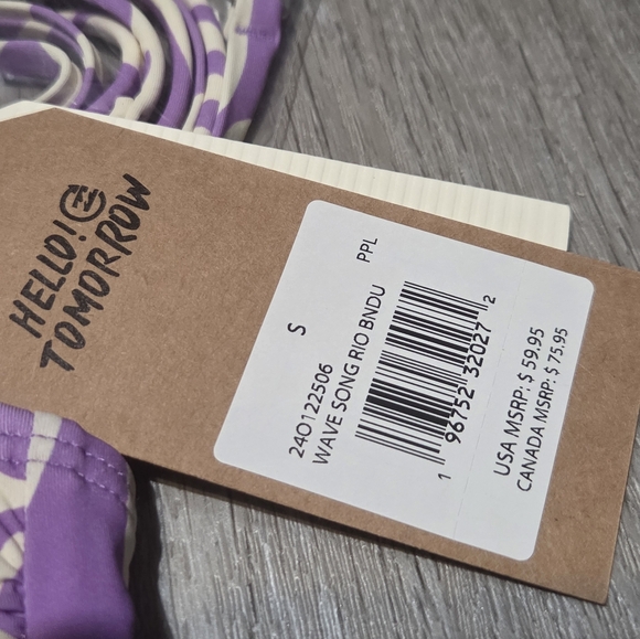 BillaBong Purple and Cream Bikini Set - Picture 3 of 4